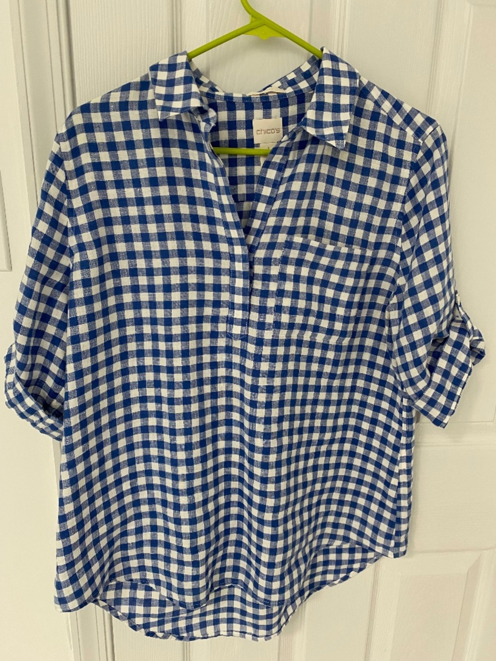 Chicos Blue & White Checked Blouse